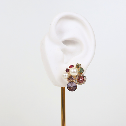 Brinco Dourado e Cristal Colorido - Semijoia