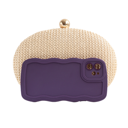 Bolsa Clutch Festa Oval Palha Bege Claro