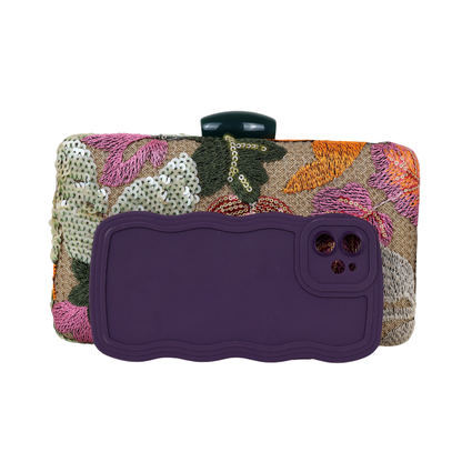 Bolsa Clutch Festa Bordada Flores Verde