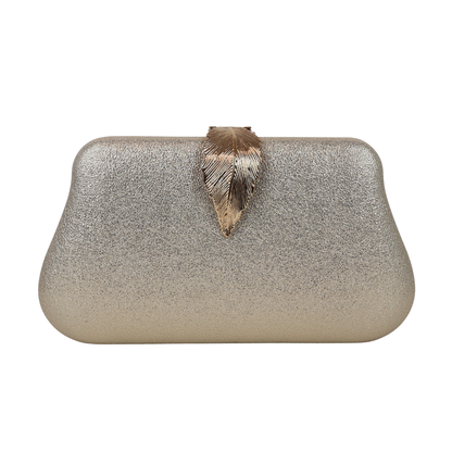 Bolsa Clutch Festa Fecho de Folha Dourada