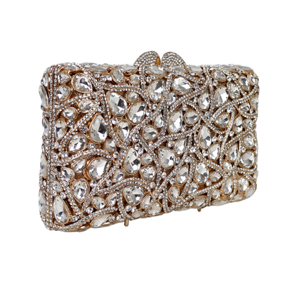 Bolsa Festa Clutch Pedraria Strass Dourada