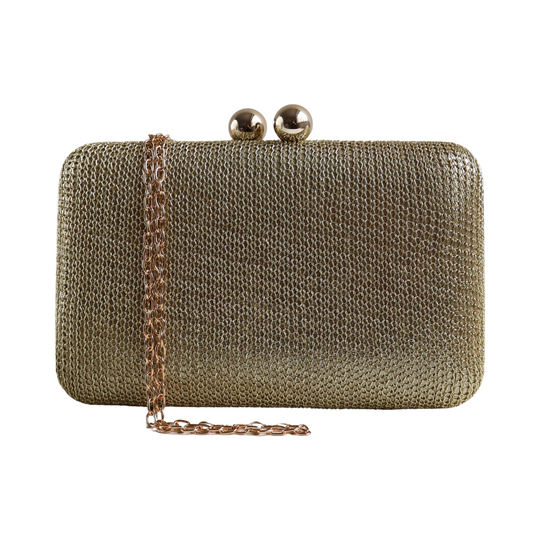 Bolsa de Festa Clutch Malha Dourada