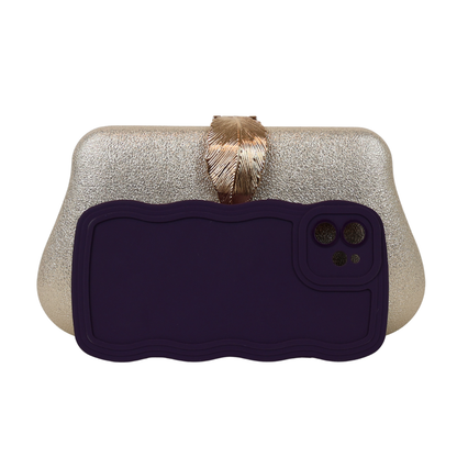 Bolsa Clutch Festa Fecho de Folha Dourada