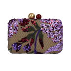 Bolsa Clutch Festa Bordada Flores Roxa