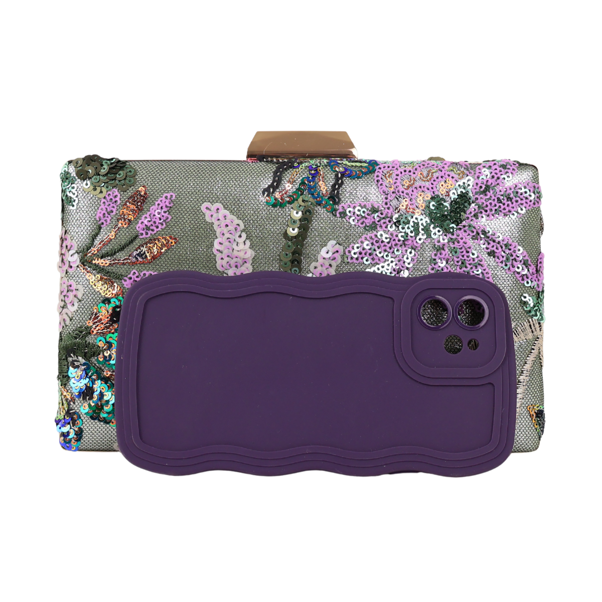 Bolsa Clutch Festa Bordada Flores Verde