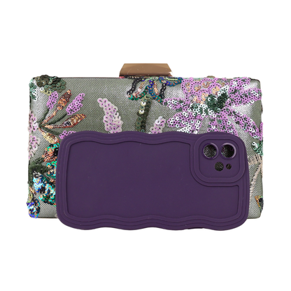 Bolsa Clutch Festa Bordada Flores Verde