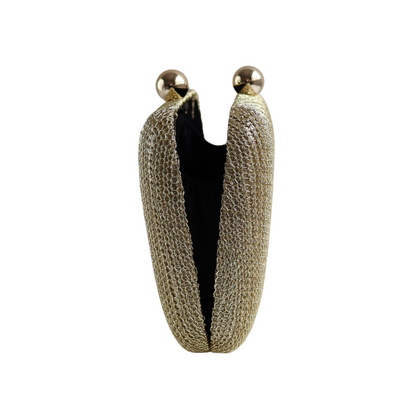 Bolsa de Festa Clutch Malha Dourada