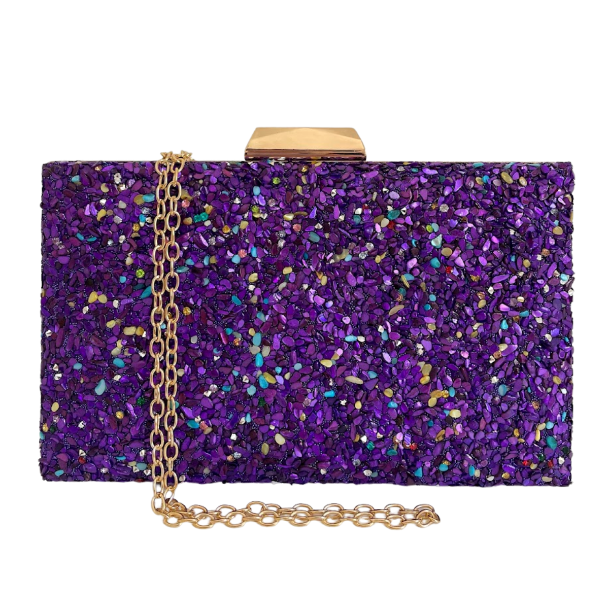 Bolsa Festa Clutch Pedraria Roxa