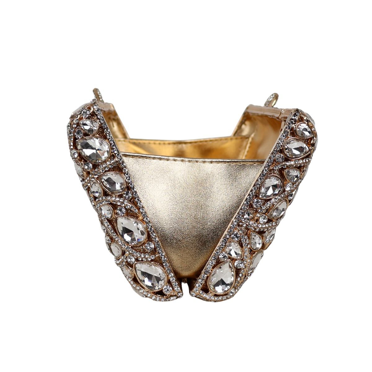 Bolsa Festa Clutch Pedraria Strass Dourada