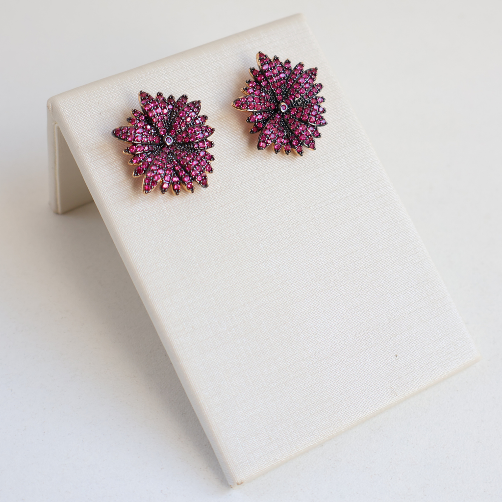 Brinco Dourado e Cristal Rosa - Semijoia