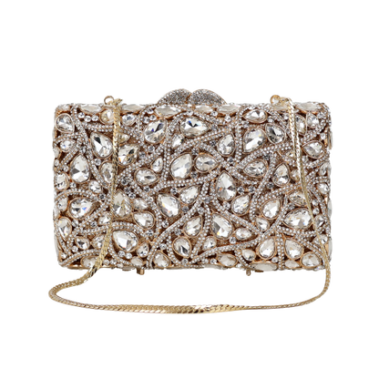 Bolsa Festa Clutch Pedraria Strass Dourada