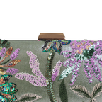 Bolsa Clutch Festa Bordada Flores Verde