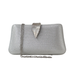 Bolsa Clutch Festa Fecho de Folha Prata