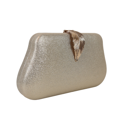 Bolsa Clutch Festa Fecho de Folha Dourada
