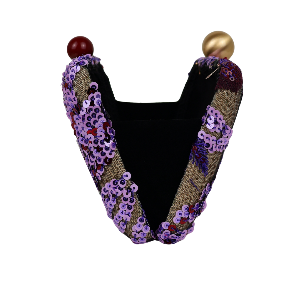 Bolsa Clutch Festa Bordada Flores Roxa