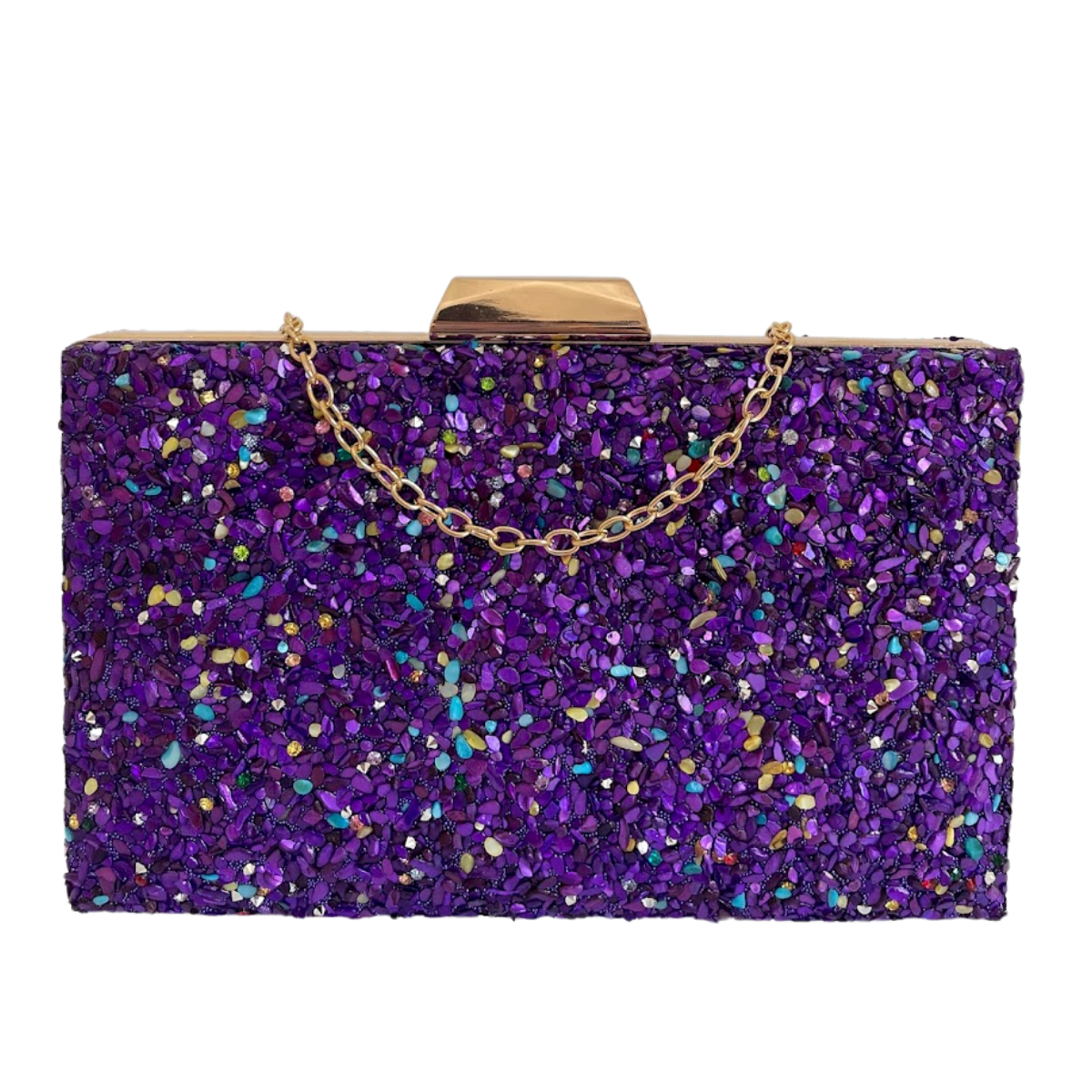 Bolsa Festa Clutch Pedraria Roxa