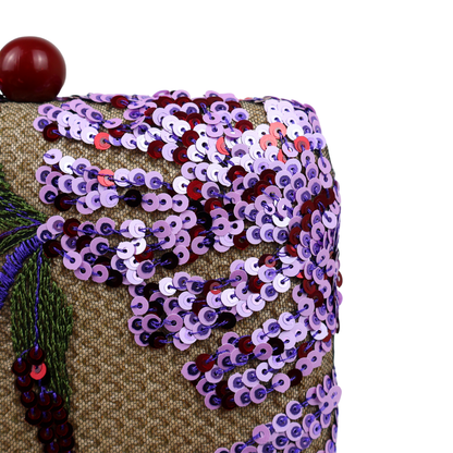 Bolsa Clutch Festa Bordada Flores Roxa
