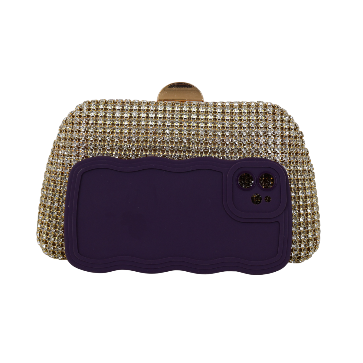 Bolsa Festa Clutch Strass Dourada