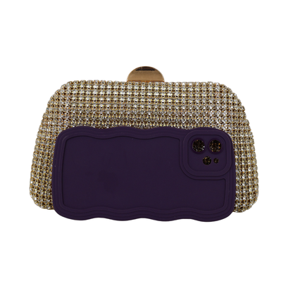 Bolsa Festa Clutch Strass Dourada