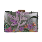 Bolsa Clutch Festa Bordada Flores Verde