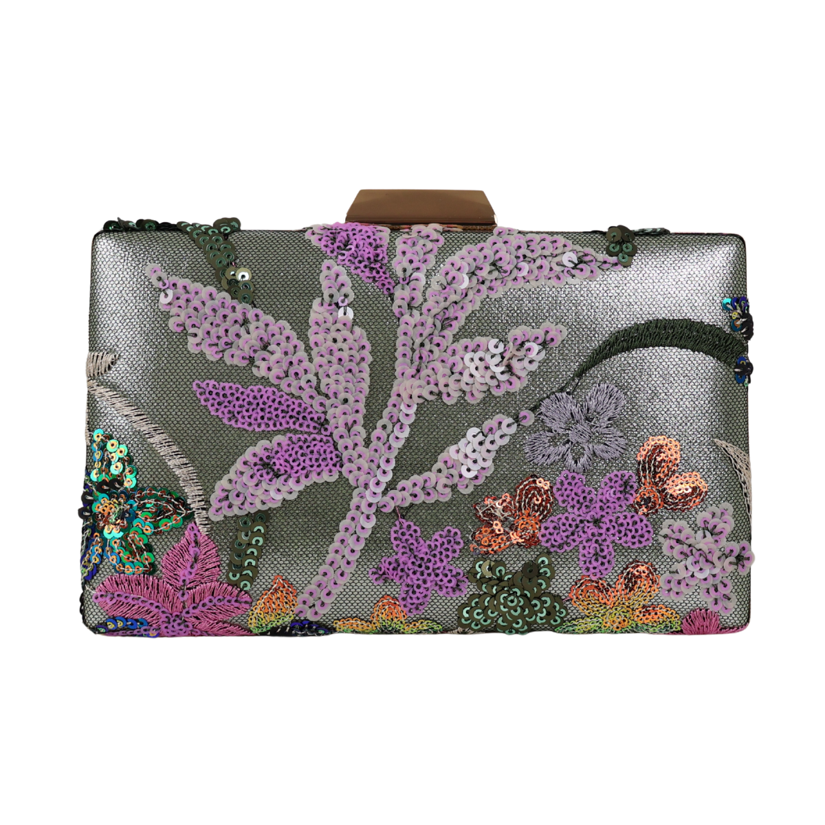 Bolsa Clutch Festa Bordada Flores Verde