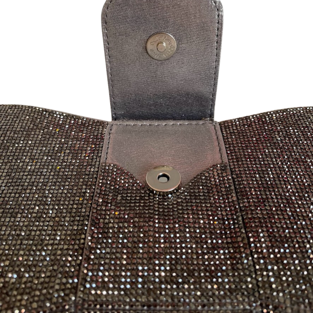 Bolsa Carteira de Festa Clutch Strass Prata Grafite - ReUse