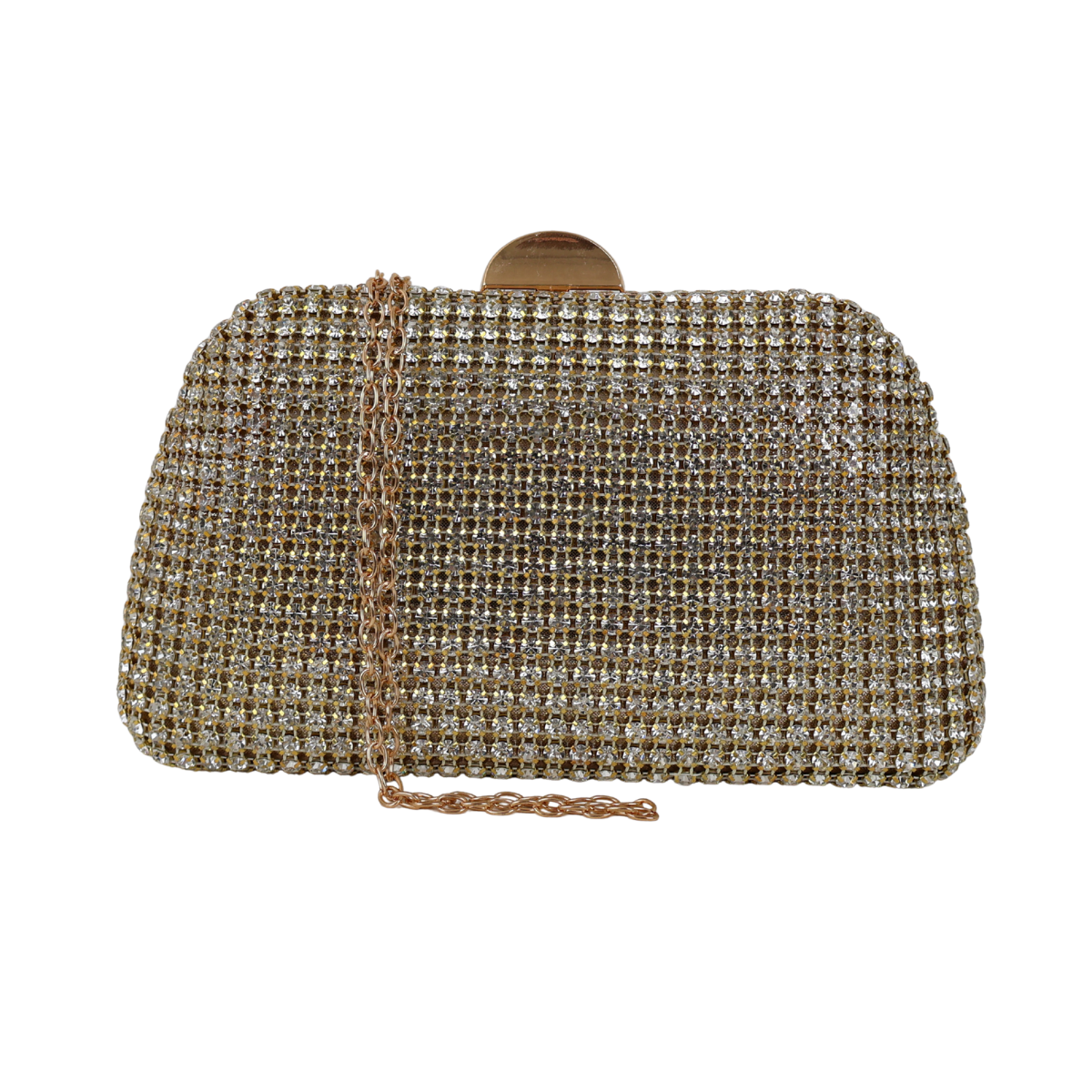 Bolsa Festa Clutch Strass Dourada