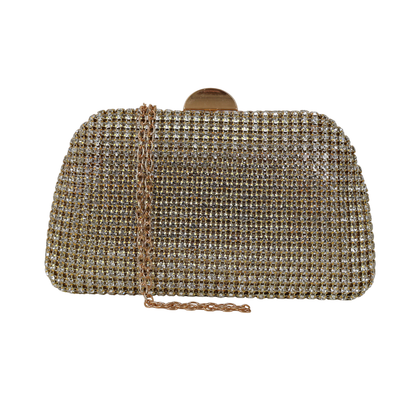Bolsa Festa Clutch Strass Dourada