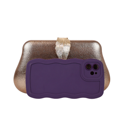 Bolsa Clutch Festa Fecho de Folha Bronze