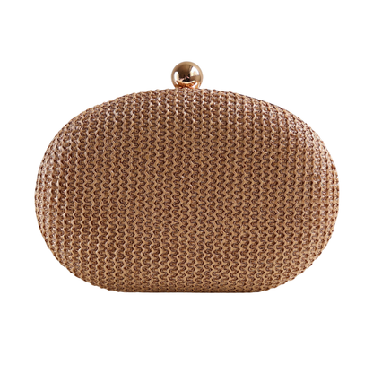 Bolsa Clutch Festa Oval Palha Marrom Claro