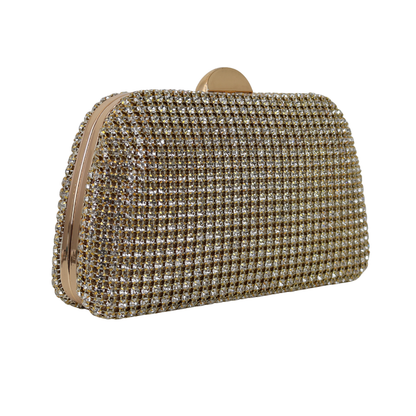 Bolsa Festa Clutch Strass Dourada