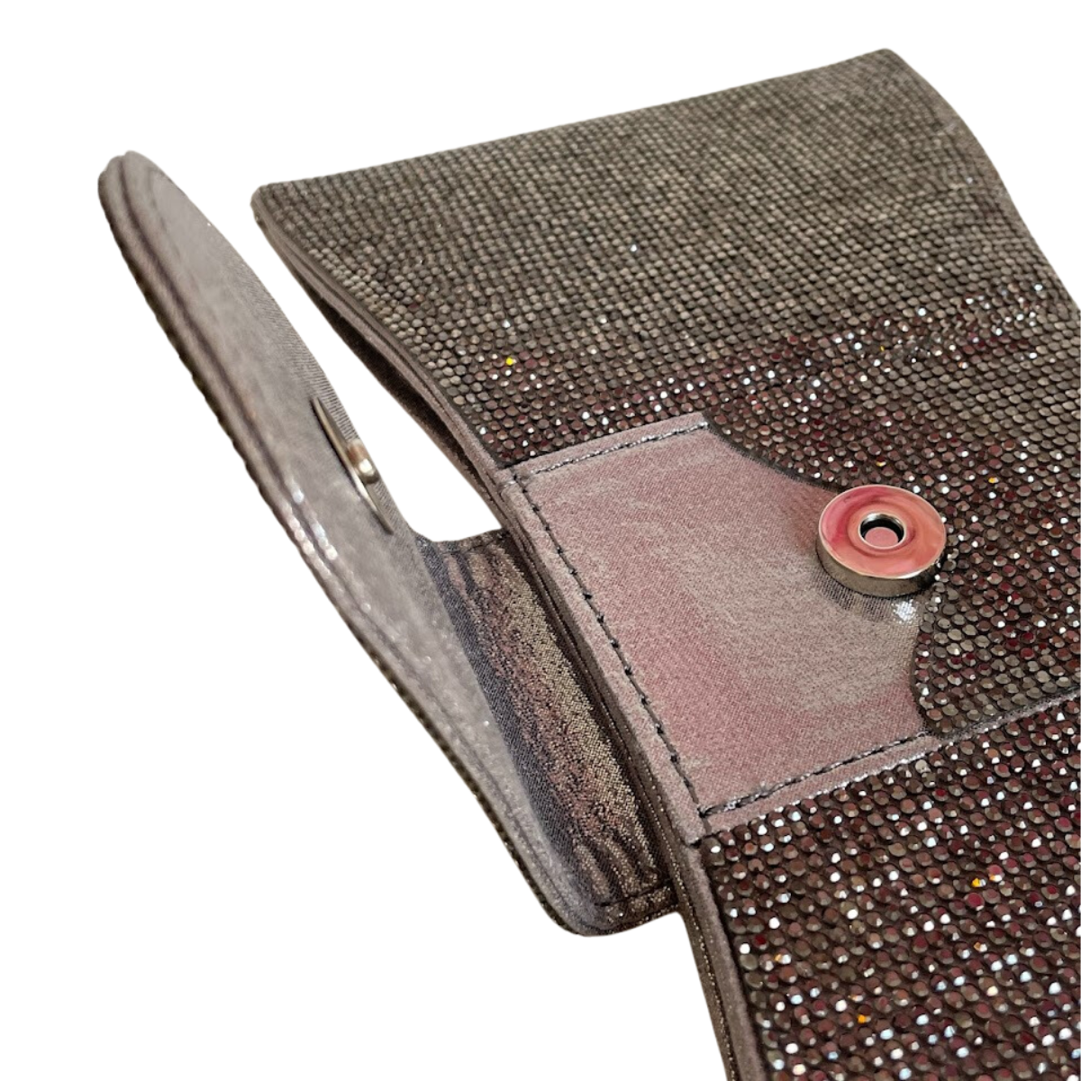 Bolsa Carteira de Festa Clutch Strass Prata Grafite - ReUse