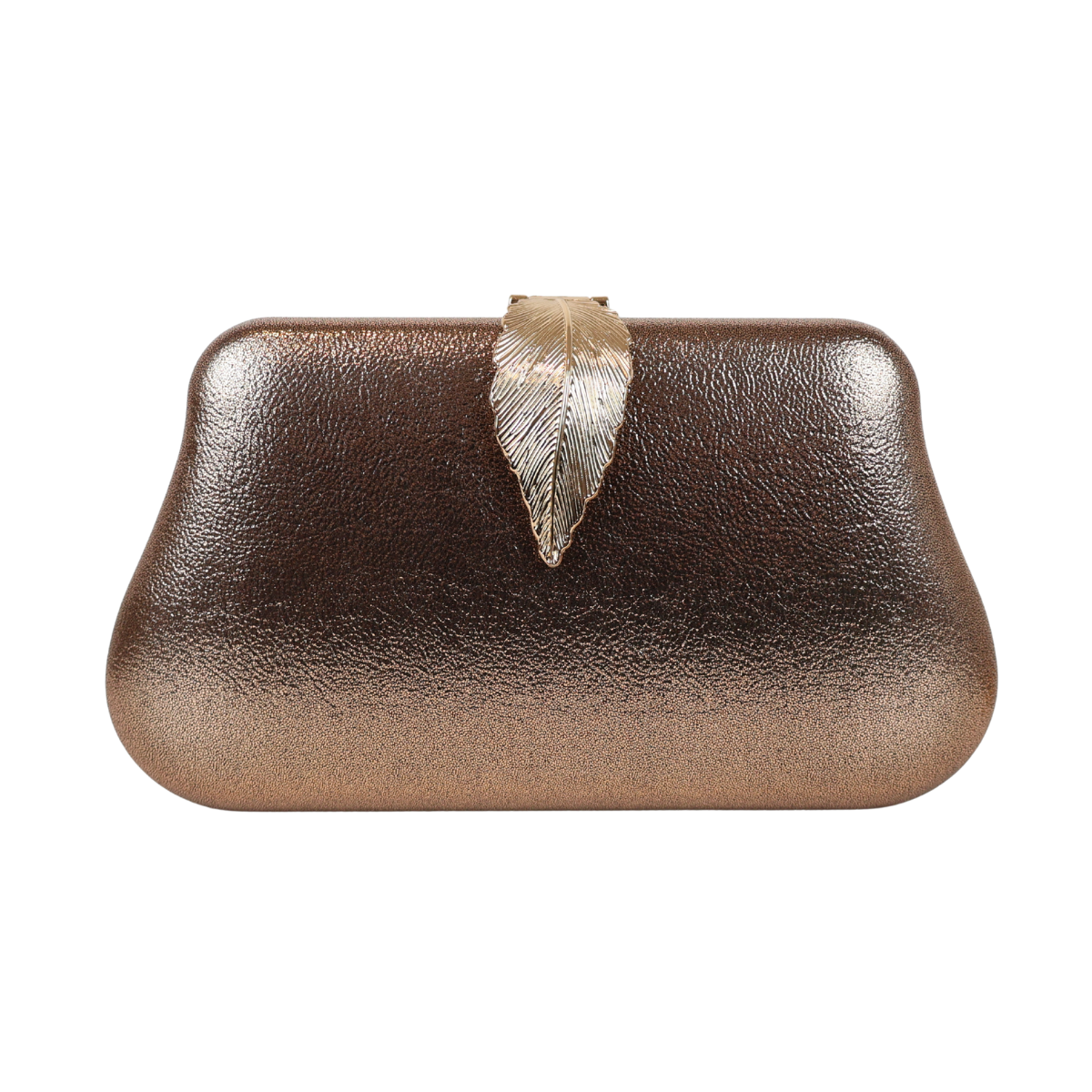 Bolsa Clutch Festa Fecho de Folha Bronze