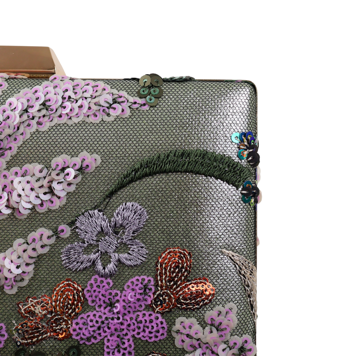 Bolsa Clutch Festa Bordada Flores Verde