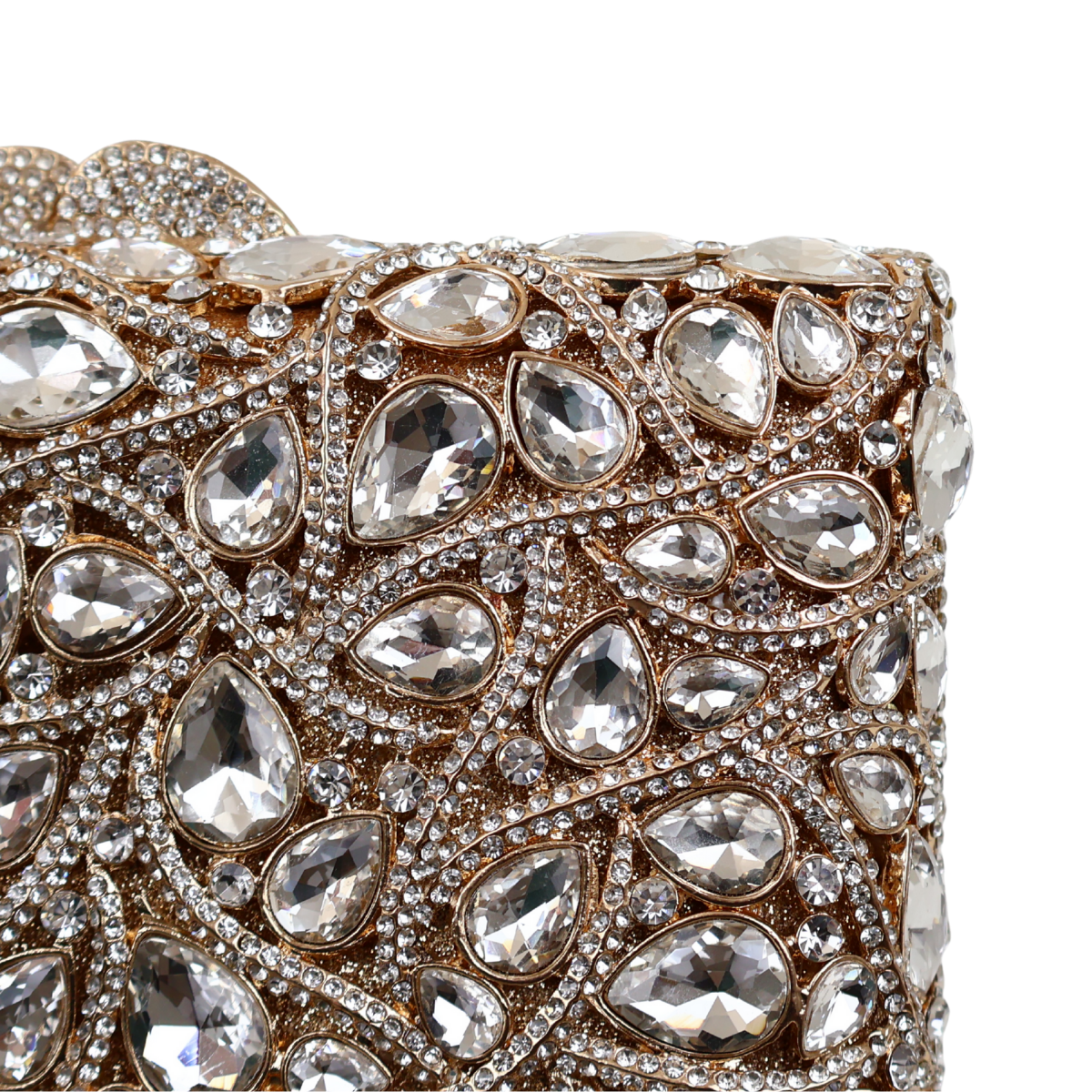 Bolsa Festa Clutch Pedraria Strass Dourada