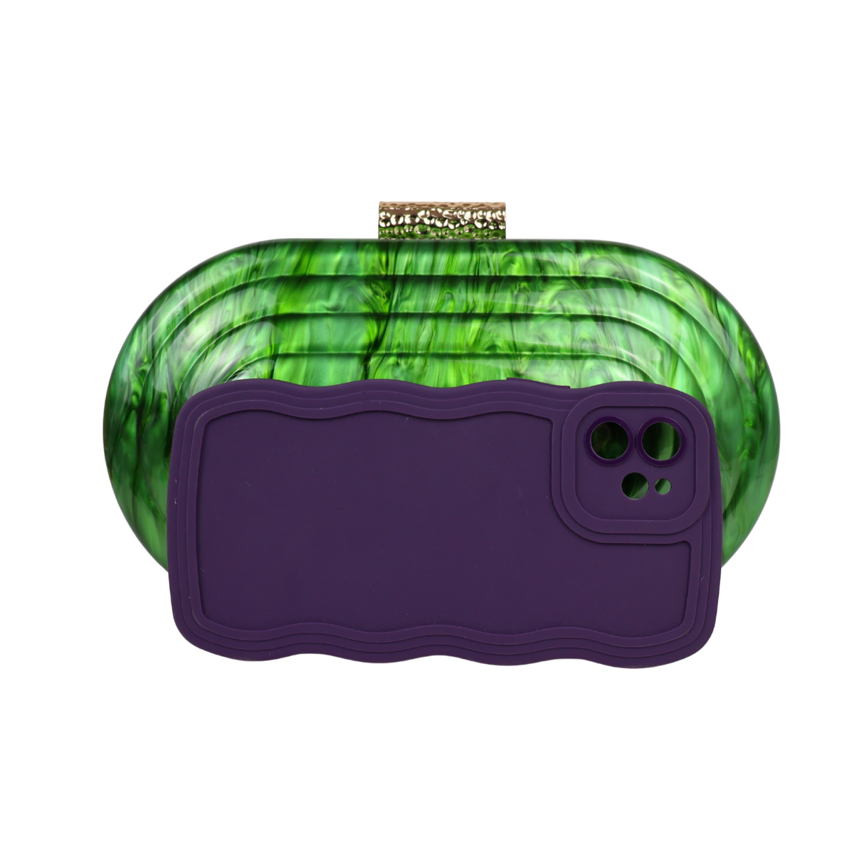 Bolsa de Festa Clutch Acrílico Oval Verde