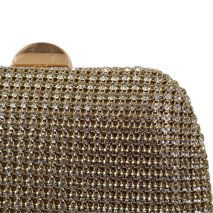Bolsa Festa Clutch Strass Dourada