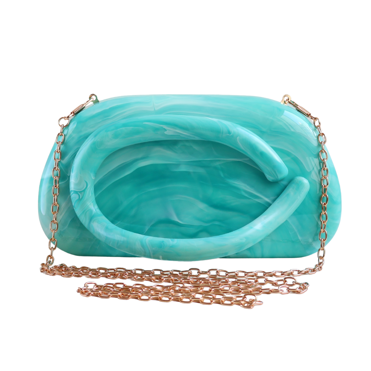 Bolsa de Festa Clutch Acrílico Mesclado Azul Turquesa