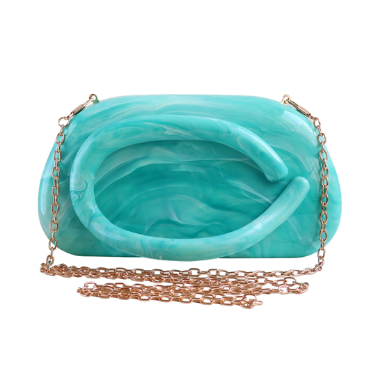 Bolsa de Festa Clutch Acrílico Mesclado Azul Turquesa