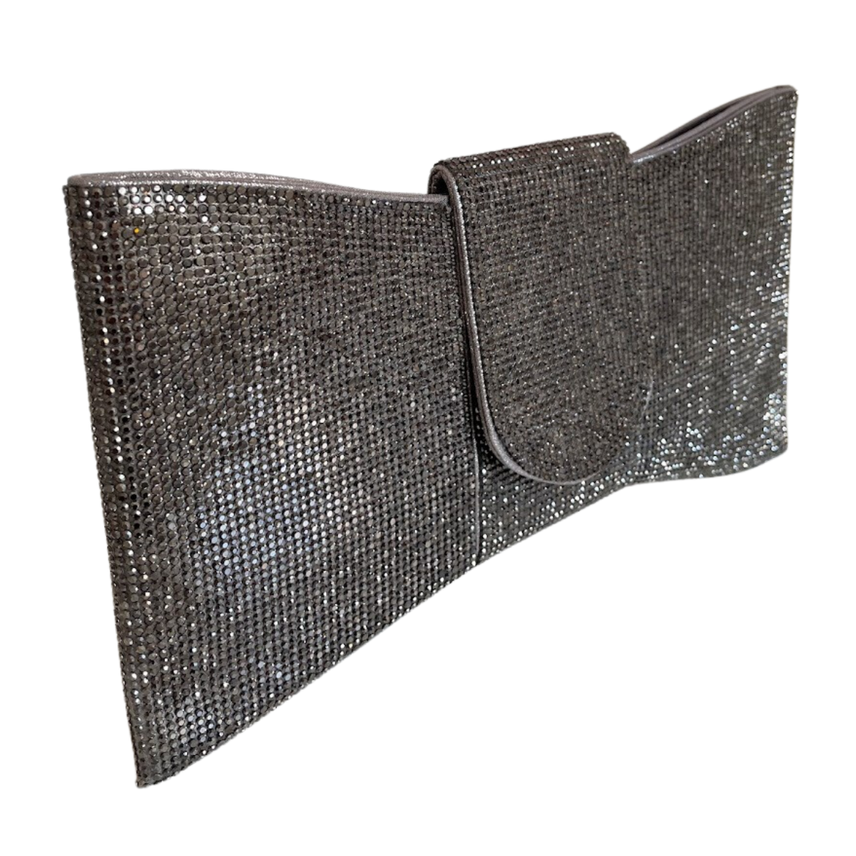 Bolsa Carteira de Festa Clutch Strass Prata Grafite