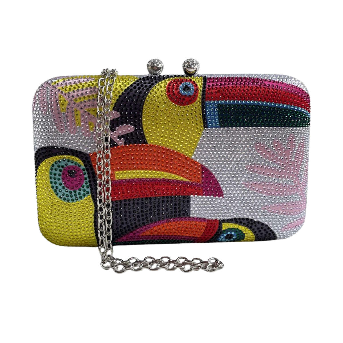 Bolsa de Festa Clutch Pedraria Prata Toucan