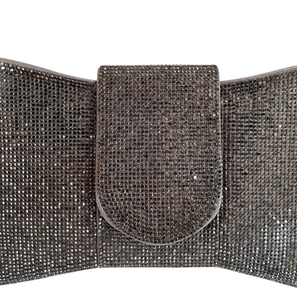 Bolsa Carteira de Festa Clutch Strass Prata Grafite