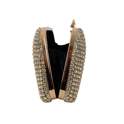 Bolsa Festa Clutch Strass Dourada