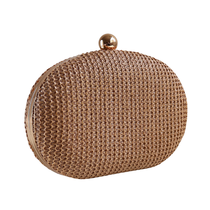 Bolsa Clutch Festa Oval Palha Marrom Claro