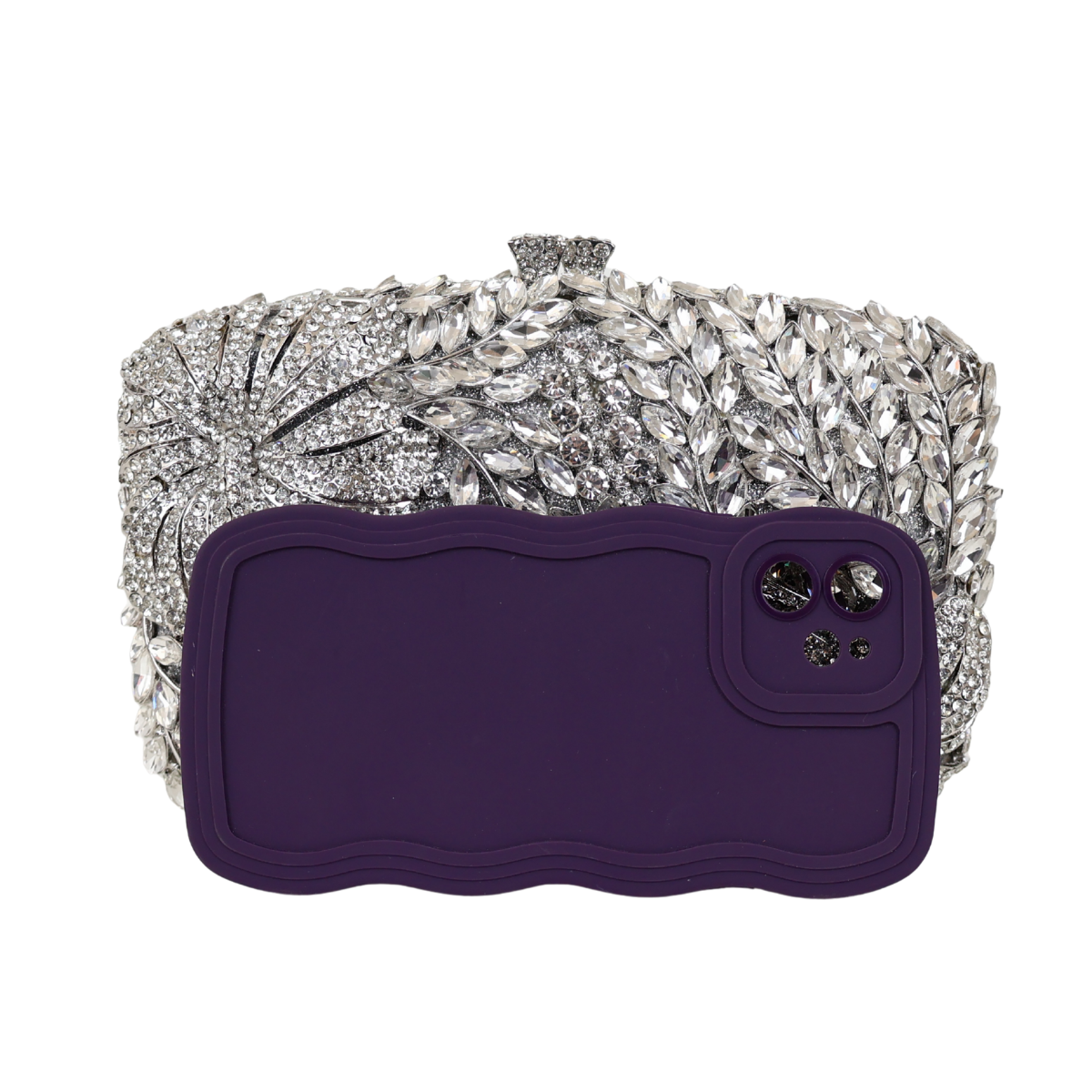 Bolsa Festa Clutch Pedraria Strass Prata