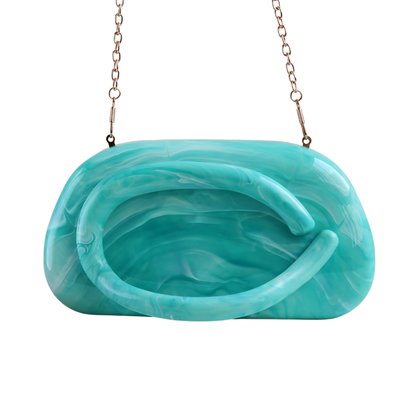 Bolsa de Festa Clutch Acrílico Mesclado Azul Turquesa