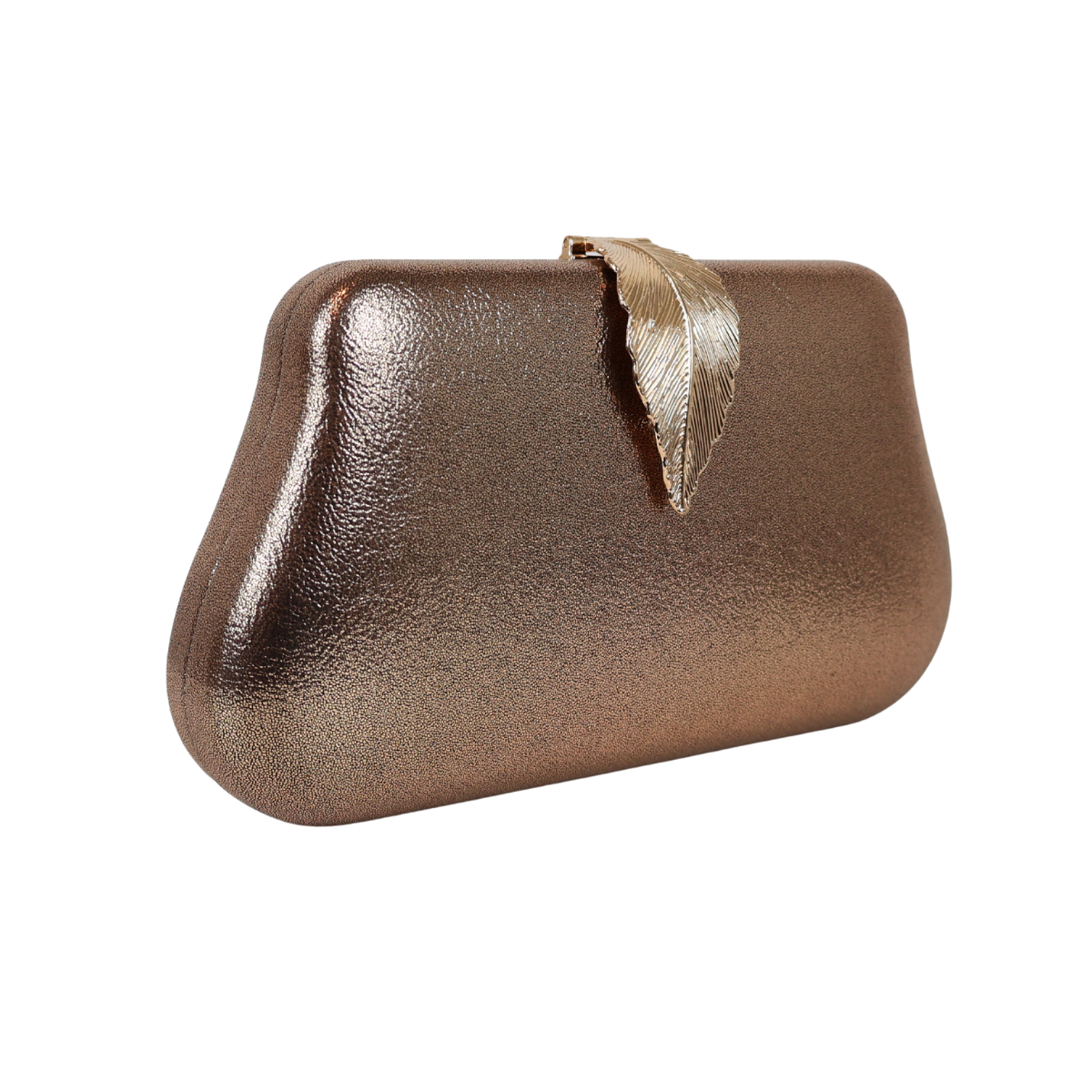 Bolsa Clutch Festa Fecho de Folha Bronze