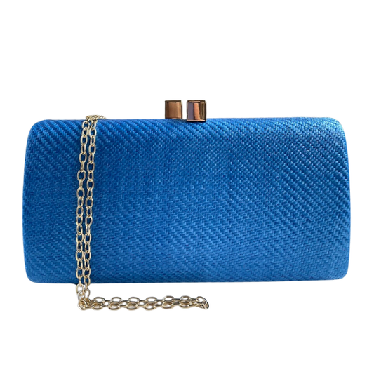Bolsa de Festa Clutch Palha Azul