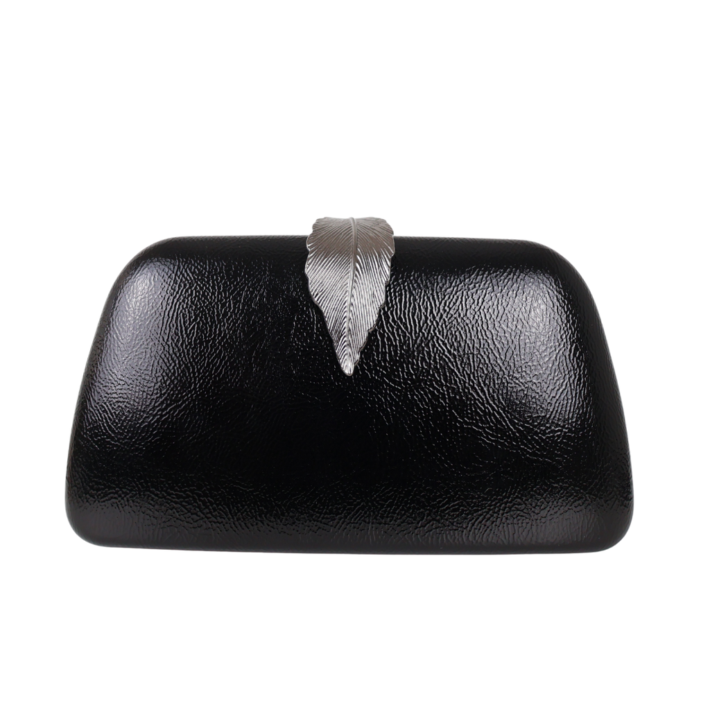 Bolsa Clutch Festa Fecho de Folha Preta