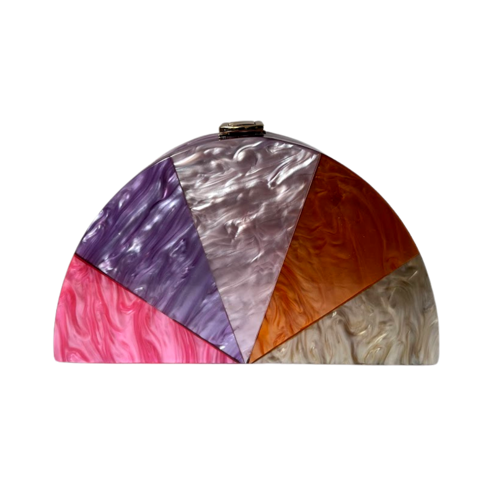 Bolsa de Festa Clutch Meia Lua Pérola Violeta